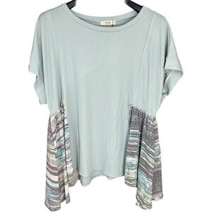 Jade by Jane Paneled Tunic Shirt Blue